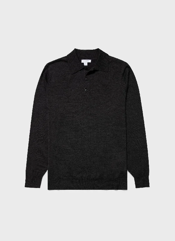 Shop the latest fashion trends with huge savings on all clothing.  Men's Extra-Fine Merino Polo Shirt in Charcoal Melange