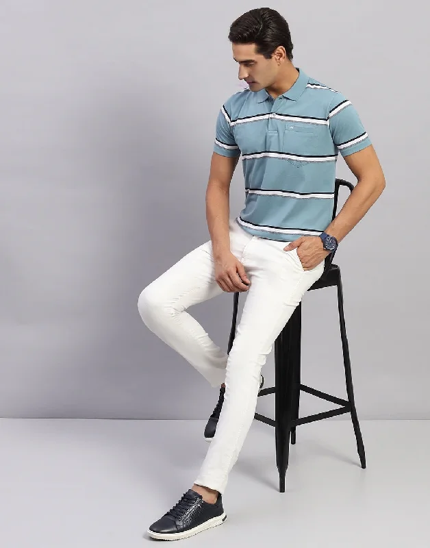Don’t wait – Shop now for limited-time discounts on trendy clothing. Men Blue Stripe Polo Collar Half Sleeve T-Shirt Don’t wait – Shop now for limited-time discounts on trendy clothing. Men Blue Stripe Polo Collar Half Sleeve T-Shirt