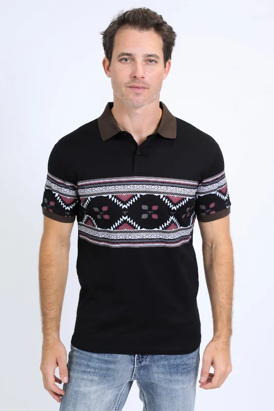 Shop the essentials – men’s wardrobe must-haves on sale.  Men's Aztec Panoramic Print Black Polo