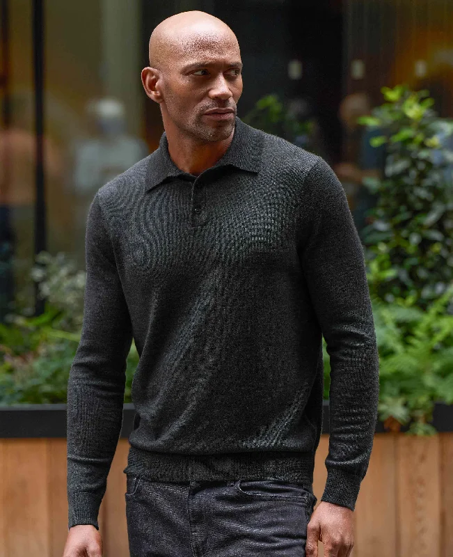 Seasonal discounts on stylish clothes – Perfect for any occasion! Men's Charcoal Merino Wool Knitted Polo Shirt Seasonal discounts on stylish clothes – Perfect for any occasion! Men's Charcoal Merino Wool Knitted Polo Shirt