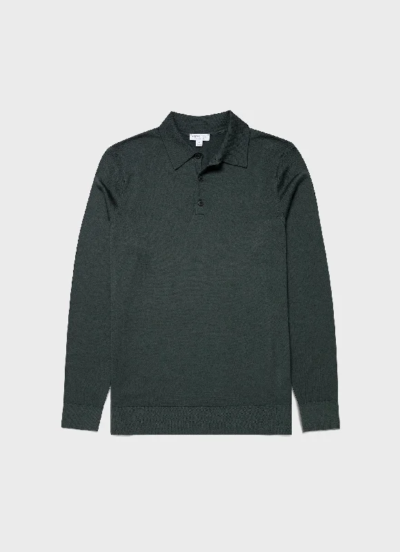 Shop affordable and stylish clothing – Limited-time discounts.  Men's Extra-Fine Merino Polo Shirt in Drill Green