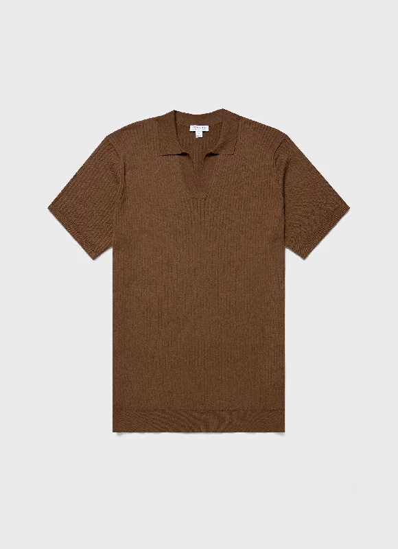 Shop stylish, comfortable men’s clothing at discounted prices. Men's Fine Rib Silk Cotton Polo Shirt in Dark Sand Shop stylish, comfortable men’s clothing at discounted prices. Men's Fine Rib Silk Cotton Polo Shirt in Dark Sand