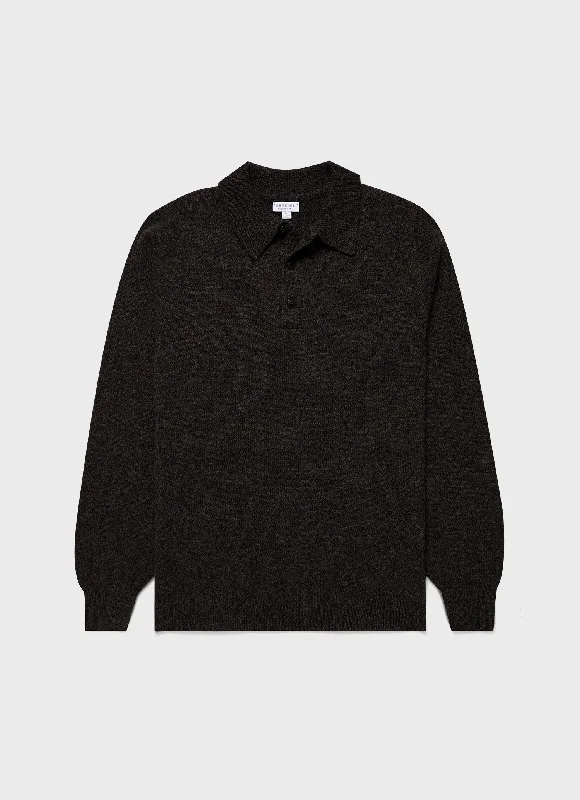Shop the best clothing sale – Limited-time offer.  Men's Lambswool Polo Shirt in Khaki Twist