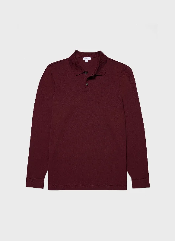 Big discounts on men’s wear – Shop now and save! Men's Long Sleeve Piqué Polo Shirt in Port Big discounts on men’s wear – Shop now and save! Men's Long Sleeve Piqué Polo Shirt in Port