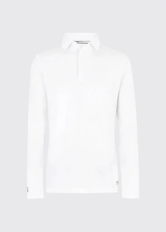 Seasonal clearance – Save on all clothing essentials this weekend.  Freshford Mens Long-sleeved Polo - White