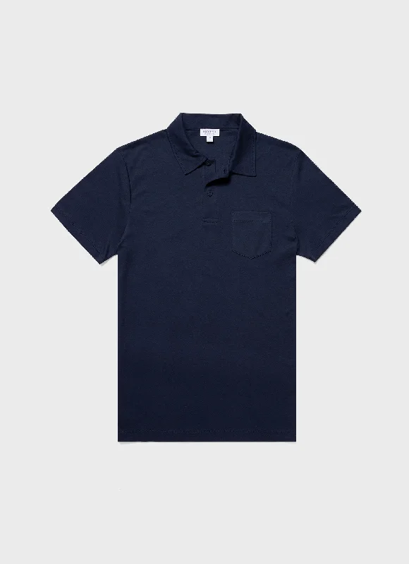 Flash discounts on men’s clothing – Don’t miss out!  Men's Sea Island Cotton Riviera Polo Shirt in Navy