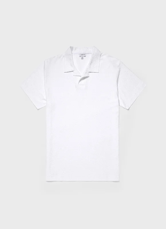  – Shop stylish items today!  Men's Towelling Polo Shirt in White