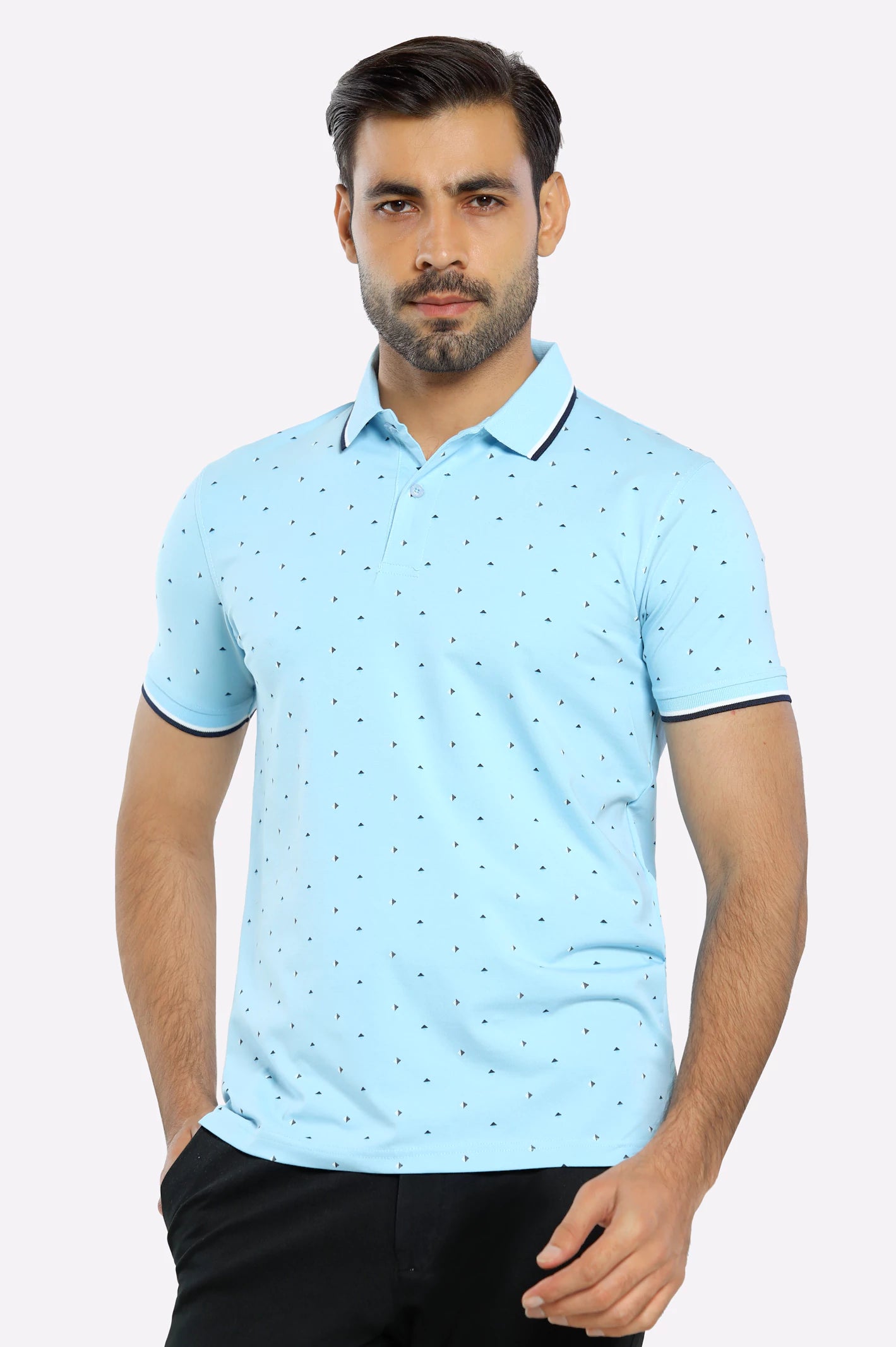 Save up to 70%  clothing – Shop now for the best deals.  Sky Blue Printed Polo
