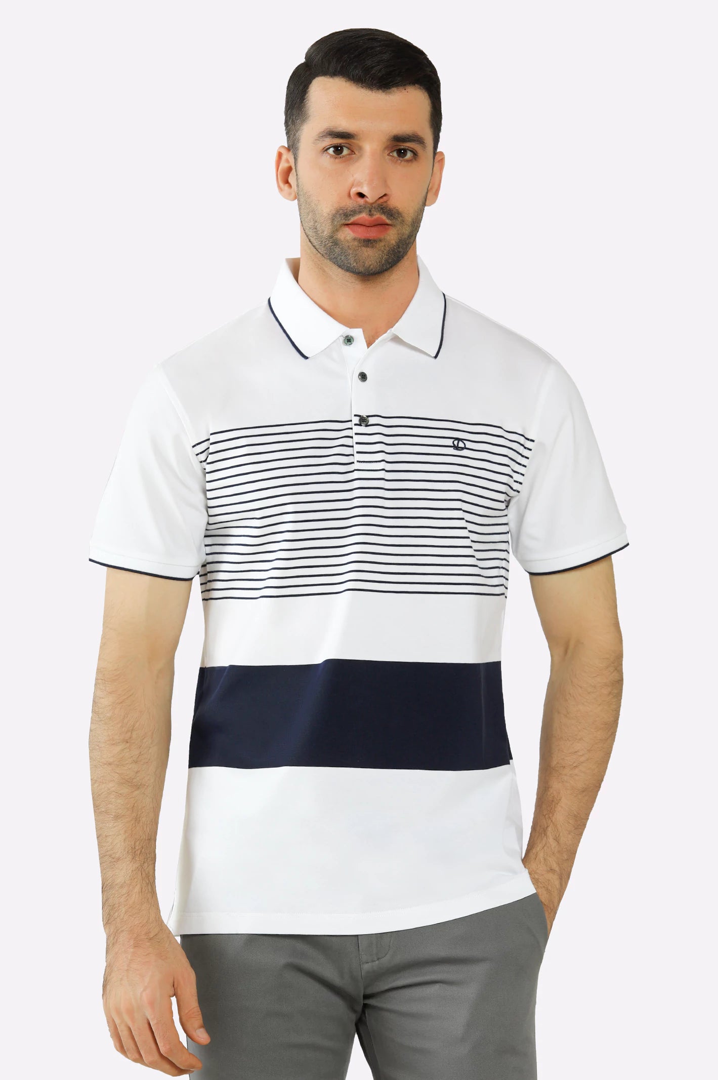 Flash sale on trendy clothing – Limited time offers available online.  White Yarn Dyed Polo