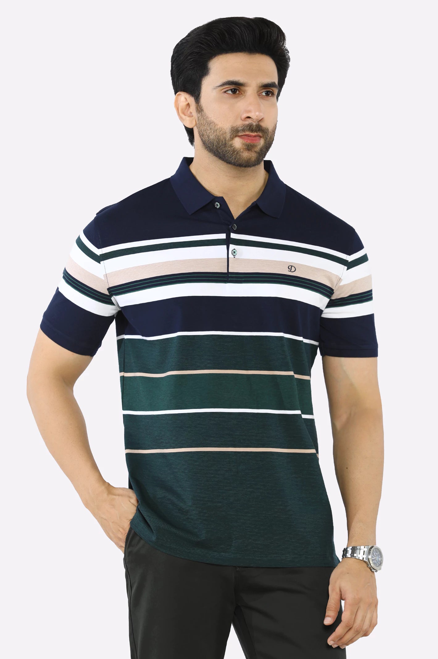 Men’s fashion just got more affordable – shop now!  Navy Blue Yarn Dyed Polo