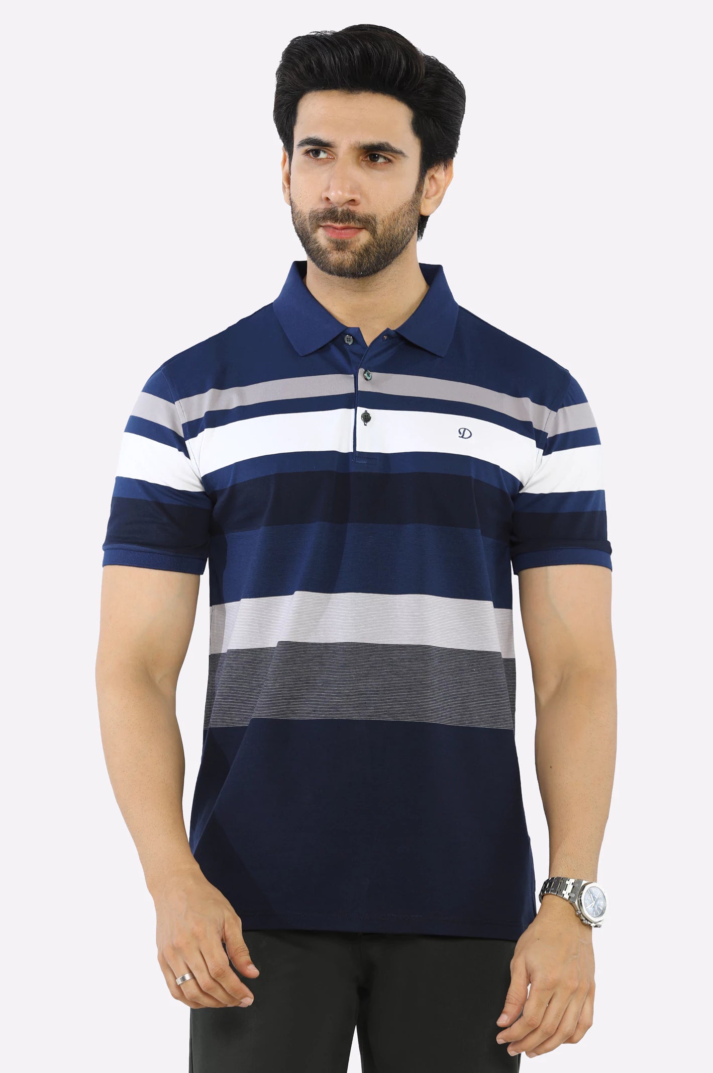 Shop trendy clothing for every season – Special promotion today.  Blue Yarn Dyed Polo
