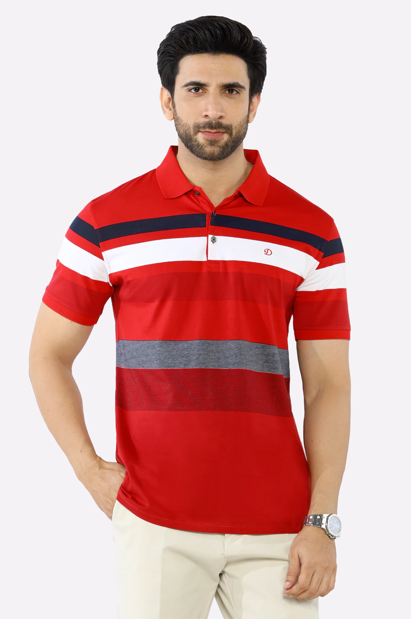 Shop trendy clothing at amazing prices – exclusive deals!  Red Yarn Dyed Polo