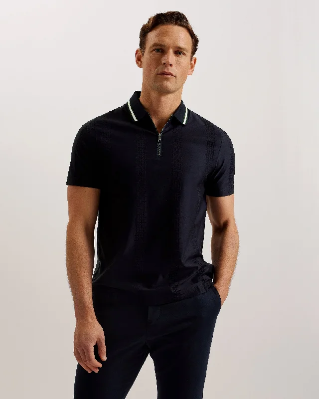 Upgrade your wardrobe with stylish men's apparel – now on sale! Orbite Slim Fit Jacquard Zip Polo Shirt Navy Upgrade your wardrobe with stylish men's apparel – now on sale! Orbite Slim Fit Jacquard Zip Polo Shirt Navy