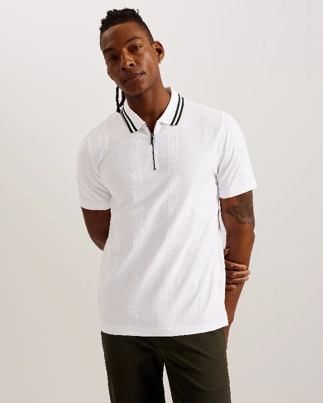Flash discounts on men’s clothing – Don’t miss out! Orbite Slim Fit Jacquard Zip Polo Shirt White Flash discounts on men’s clothing – Don’t miss out! Orbite Slim Fit Jacquard Zip Polo Shirt White
