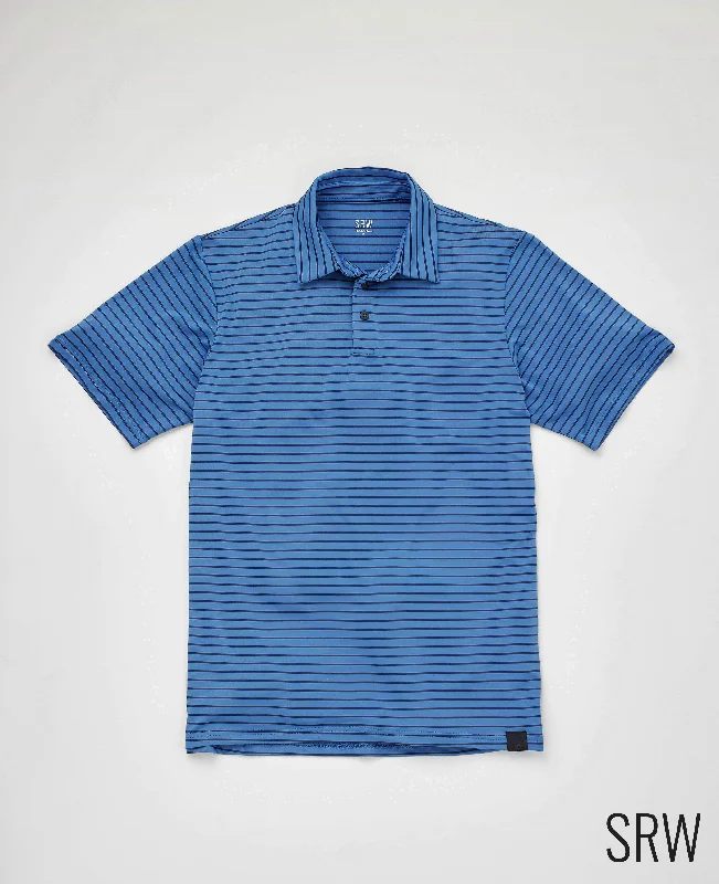 Exclusive deals on men’s fashion – Shop now and save big!  Blue Navy Stripe Short Sleeve Active Polo Shirt
