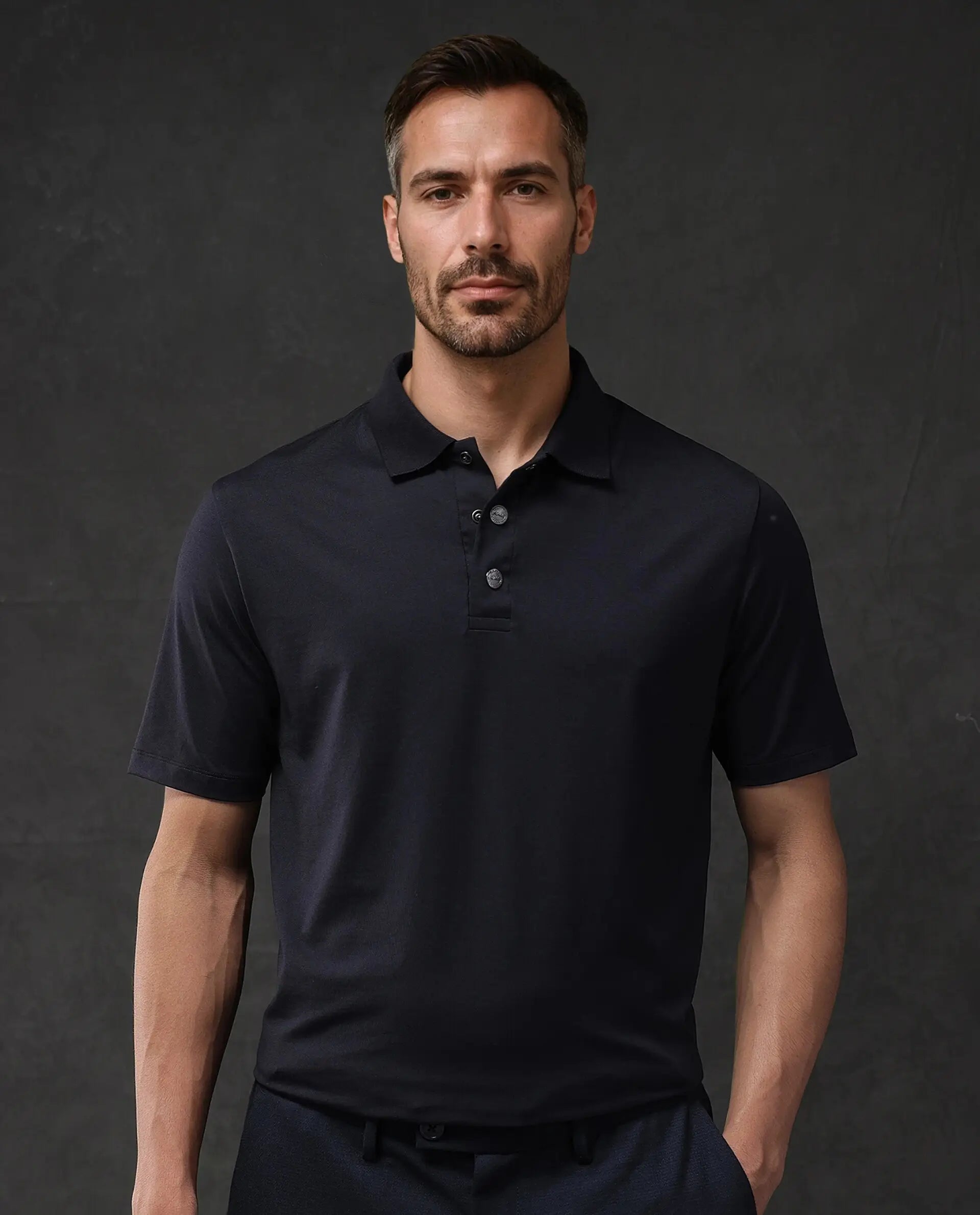 Special offer: Save on everyday clothing essentials – Shop now! Rare Rabbit Men Tang-1 Navy Short Sleeve Regular Collar Button Closure Plain Polo Special offer: Save on everyday clothing essentials – Shop now! Rare Rabbit Men Tang-1 Navy Short Sleeve Regular Collar Button Closure Plain Polo