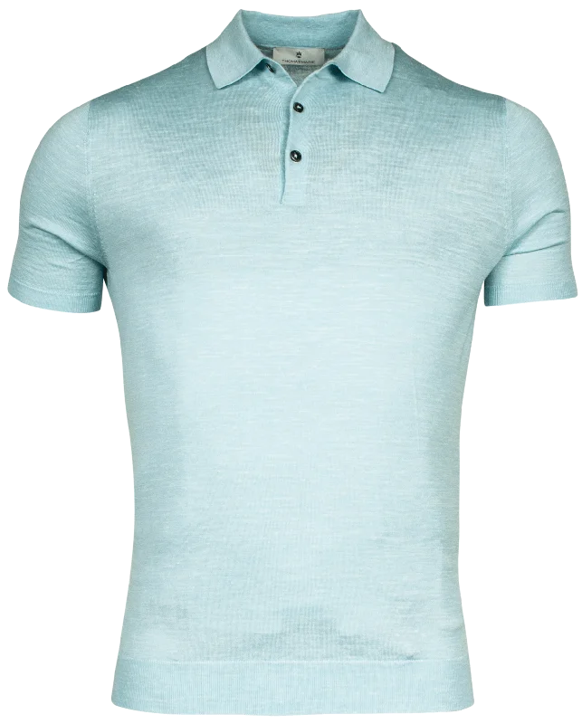 Shop the season’s best styles at discounted prices on men's clothing.  ID24451-Thomas Maine Sky Linen Silk Polo
