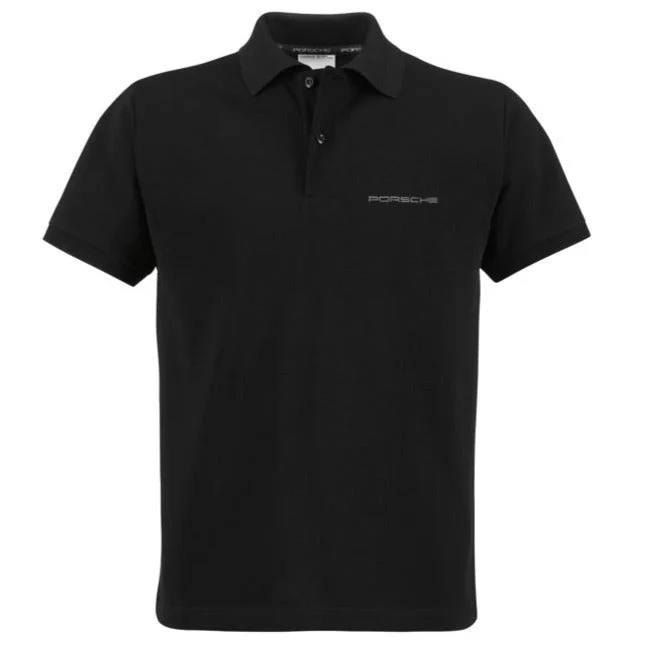 Save on stylish, high-quality clothing for every occasion –  Porsche Men's Polo Shirt, Black - PORSCHE Script