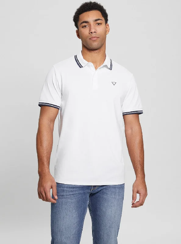 Shop affordable clothing – Limited-time only!  White Pique Triangle Polo T-Shirt