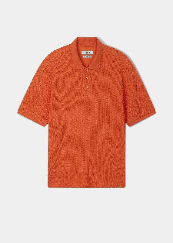 Huge savings on popular clothing styles – Whitwell Short Sleeve Waffle Stitch Polo In Amber Huge savings on popular clothing styles – Whitwell Short Sleeve Waffle Stitch Polo In Amber