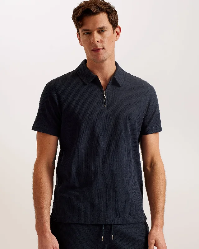 Unbeatable discounts on top-selling apparel – Only available online. Zarkes Short Sleeve Ribbed Zip Polo Shirt Navy Unbeatable discounts on top-selling apparel – Only available online. Zarkes Short Sleeve Ribbed Zip Polo Shirt Navy