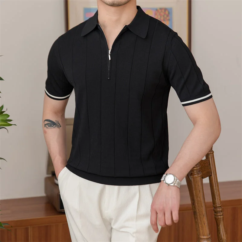 New season, new deals – shop men's clothing now!  Zipped Pleated Knitted Polo
