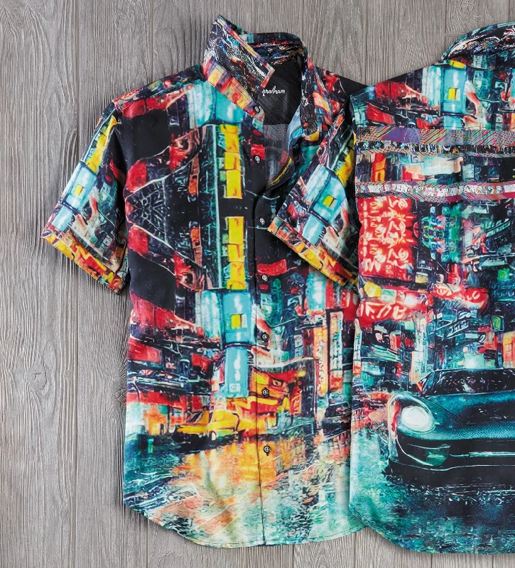 Shop stylish, comfortable men’s clothing at discounted prices.  Robert Graham Boreal City Lights Short Sleeve Shirt