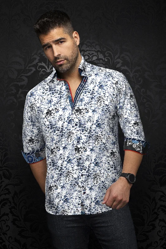 Shop new arrivals in clothing and save –  Au Noir Stretch Shirt | Pryse White Blue