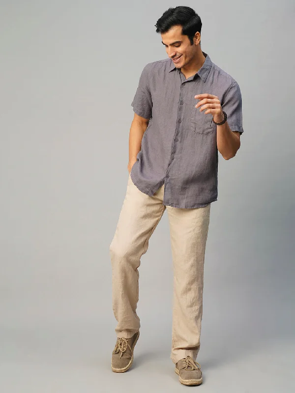 Limited-time discounts on clothing you’ll love Men's Grey 100% Linen Regular Fit Shirt Limited-time discounts on clothing you’ll love Men's Grey 100% Linen Regular Fit Shirt