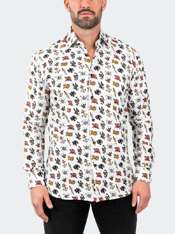 Flash sale alert! Shop fashion-forward clothing at discounted prices. Maceoo Stretch Shirt | Fibonacci Tattoo White Flash sale alert! Shop fashion-forward clothing at discounted prices. Maceoo Stretch Shirt | Fibonacci Tattoo White