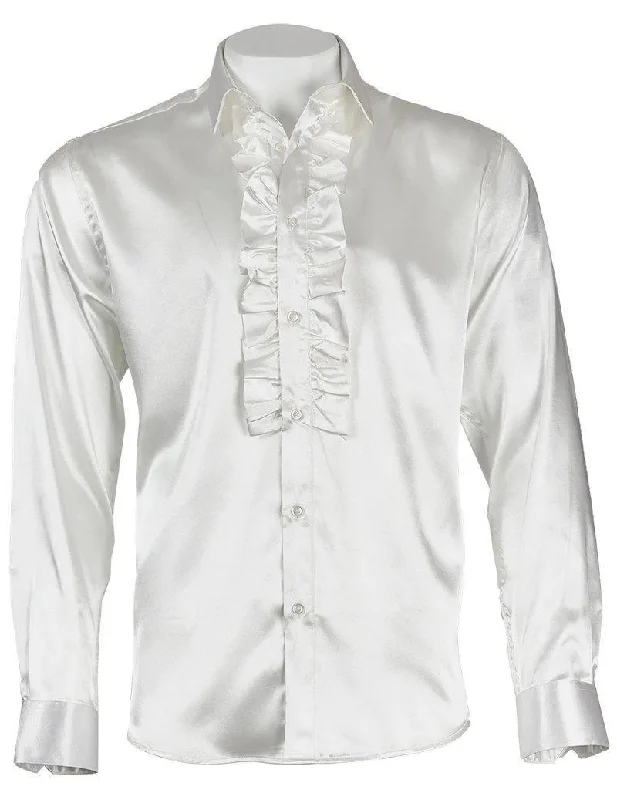 Shop stylish and affordable clothes –   Men's Ruffle Shirt color white