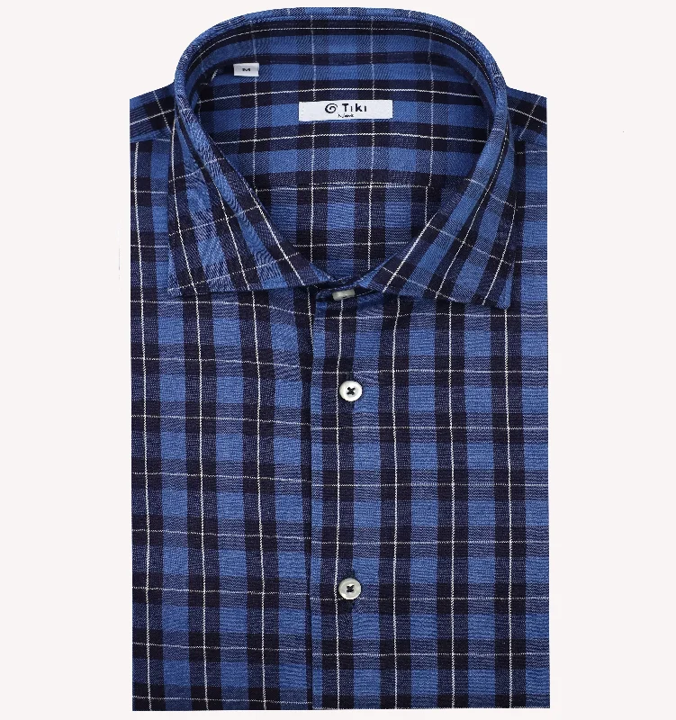 Save on stylish, high-quality clothing for every occasion – Tiki Plaid Sport Shirt in Blue Navy Save on stylish, high-quality clothing for every occasion – Tiki Plaid Sport Shirt in Blue Navy