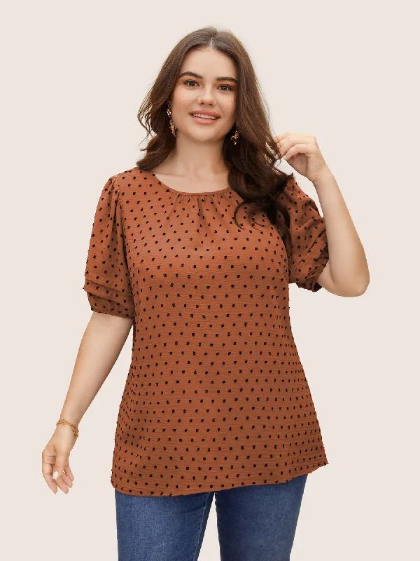 Textured Polka Dot Blouse