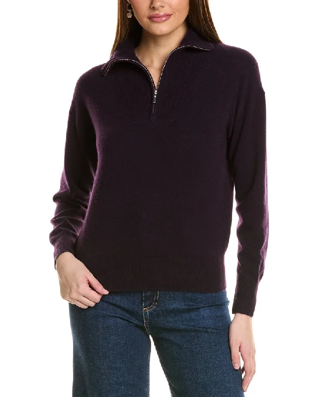 Statement pieces for the confident woman Amicale Cashmere Rib Detail 1/4-Zip Cashmere Pullover Statement pieces for the confident woman Amicale Cashmere Rib Detail 1/4-Zip Cashmere Pullover