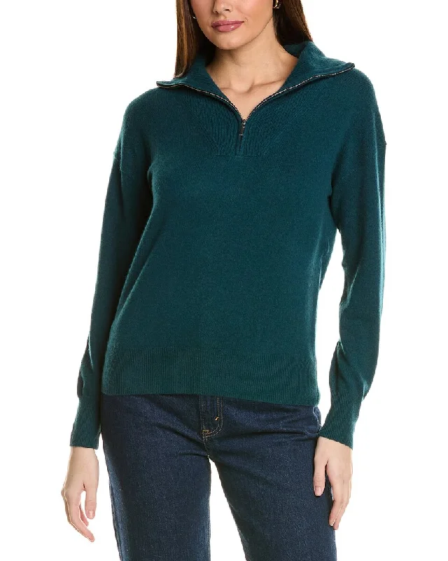 Feminine and fashionable clothing for every wardrobe Amicale Cashmere Rib Detail 1/4-Zip Cashmere Pullover Feminine and fashionable clothing for every wardrobe Amicale Cashmere Rib Detail 1/4-Zip Cashmere Pullover