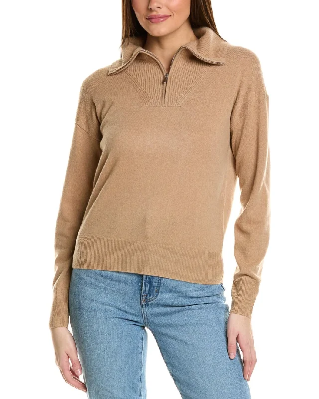 Versatile fashion options for every occasion Amicale Cashmere Rib Detail 1/4-Zip Cashmere Pullover Versatile fashion options for every occasion Amicale Cashmere Rib Detail 1/4-Zip Cashmere Pullover