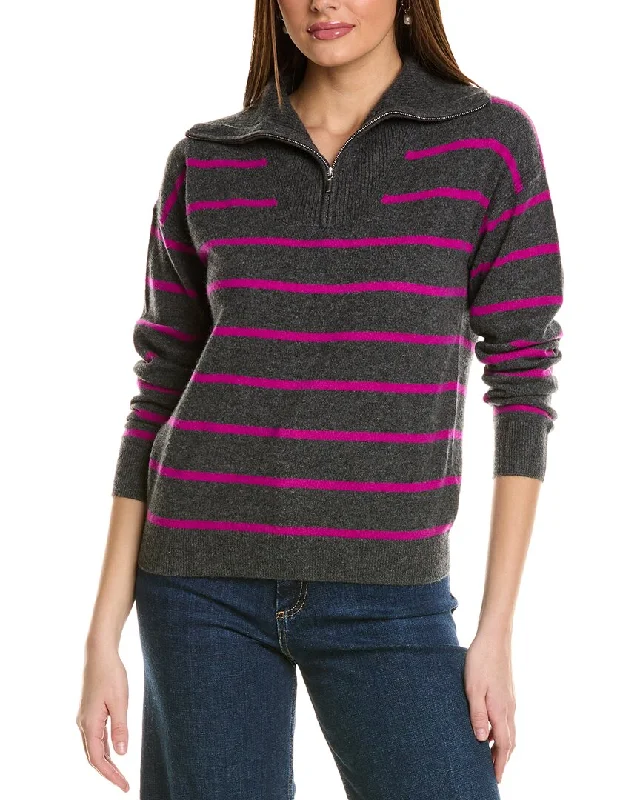 Step up your style with trendy women’s clothing Amicale Cashmere Striped 1/4-Zip Cashmere Pullover Step up your style with trendy women’s clothing Amicale Cashmere Striped 1/4-Zip Cashmere Pullover