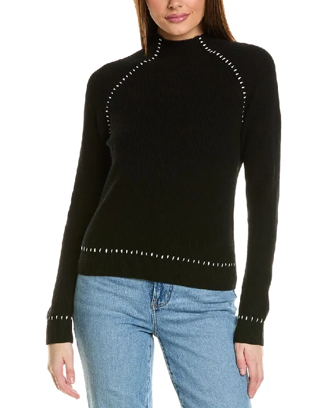 Chic, modern fashion for empowered women Amicale Cashmere Whipstitch Shaker Funnel Neck Cashmere Sweater Chic, modern fashion for empowered women Amicale Cashmere Whipstitch Shaker Funnel Neck Cashmere Sweater
