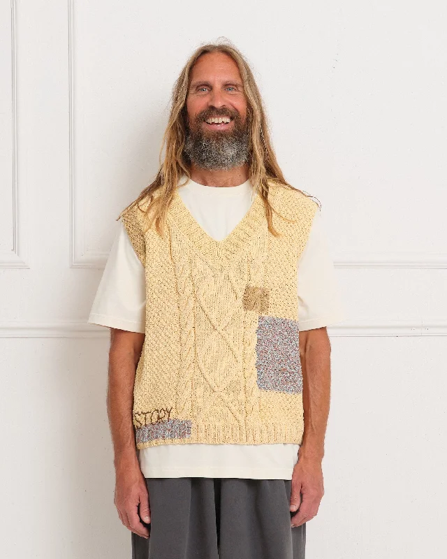 Women’s clothing that fits your personality and style   Cable Knit Vest - Yellow Darn-Knit