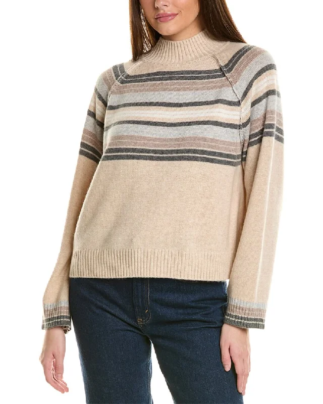 Trendy women’s clothing    Collaboration Macie Stripe Mock Neck Cashmere Sweater