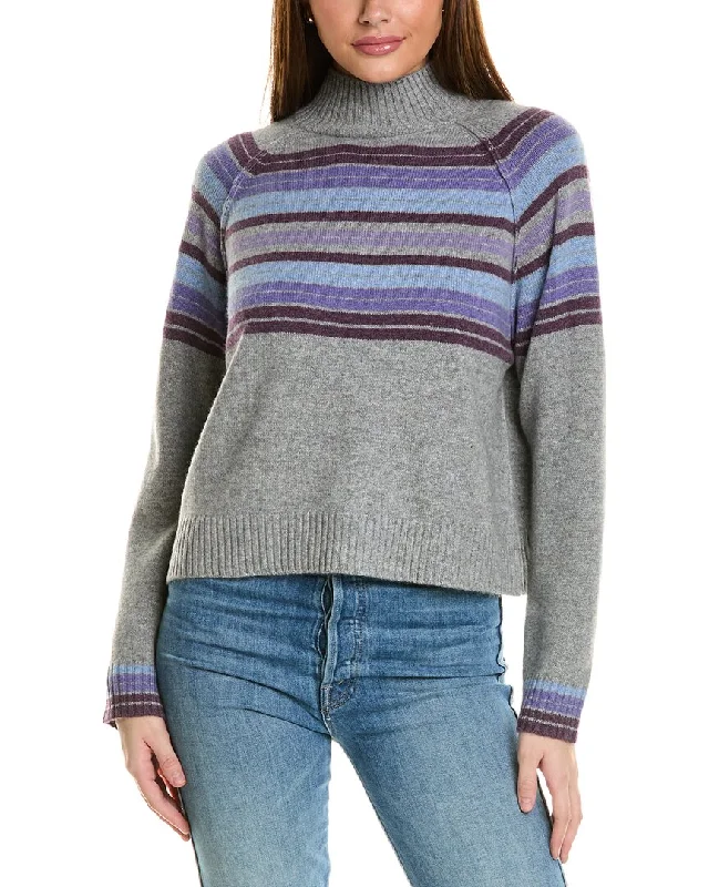 Comfortable yet stylish outfits for women on the go Collaboration Macie Stripe Mock Neck Cashmere Sweater Comfortable yet stylish outfits for women on the go Collaboration Macie Stripe Mock Neck Cashmere Sweater