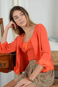 Uncover unique pieces for your perfect wardrobe Molly Bracken Embossed Fine Mesh Petal Knit Cardigan Uncover unique pieces for your perfect wardrobe Molly Bracken Embossed Fine Mesh Petal Knit Cardigan