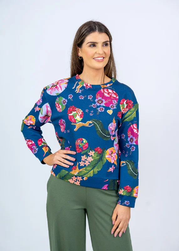Clothing that’s as bold as you are   Emily Lovelock Navy Floral Sweatshirt