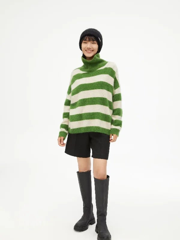Sleek and sophisticated fashion for modern women   Green And White Striped Sweater