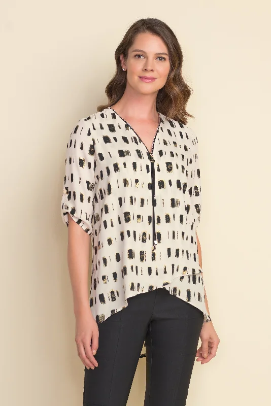 Bold fashion choices for the confident woman   Joseph Ribkoff Zip-Neck Blouse