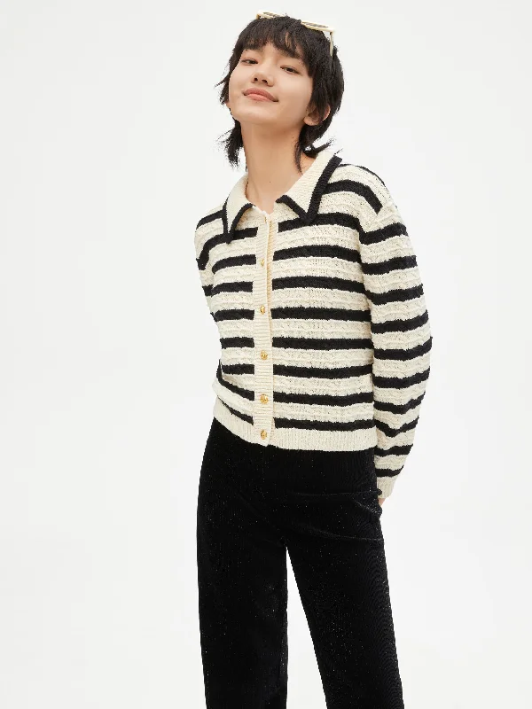 Step up your style with trendy women’s clothing   Striped Short Cardigan