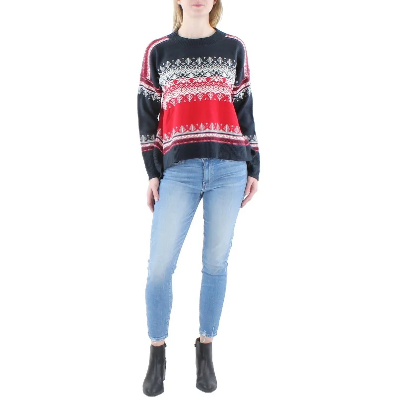 Affordable fashion that looks high-end   Womens Printed Ribbed Trim Pullover Sweater
