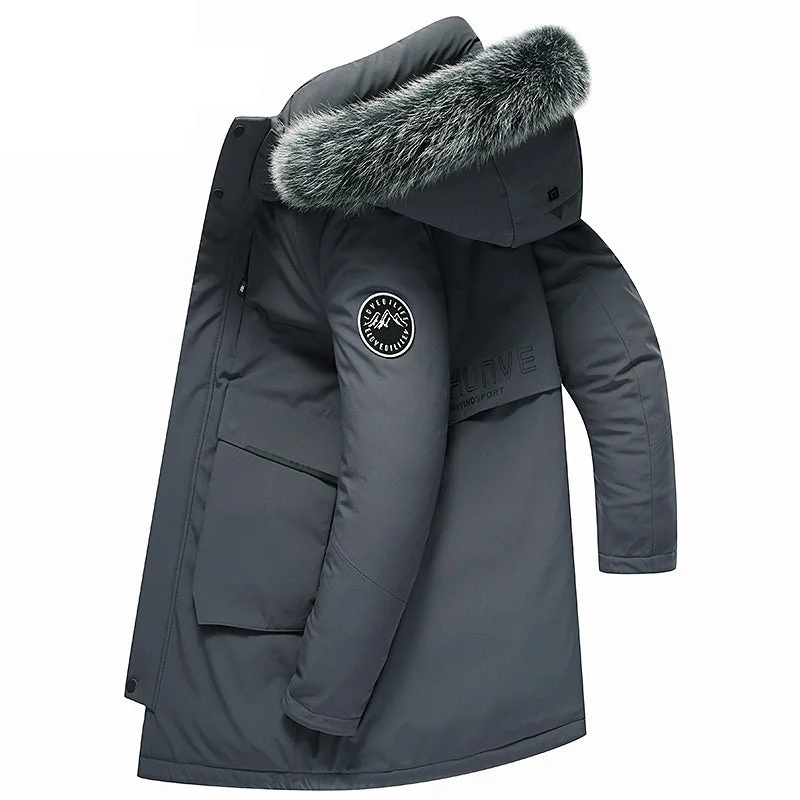 Shop the latest seasonal clothing sale – Big savings on stylish outfits.  Men's Long Down Jacket With Fur Hood
