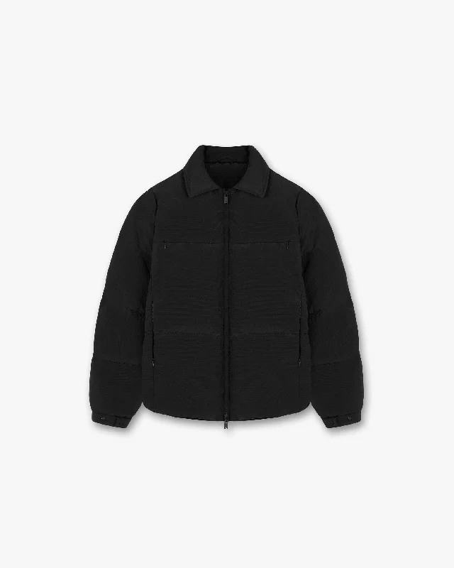 Shop stylish and affordable clothes –   Collared Puffer Jacket - Black