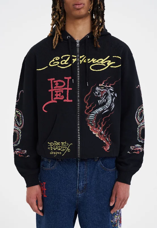 Shop men’s fashion for less – prices slashed on select items.  Mens Double-Venom Zip Thru Hoodie - Black